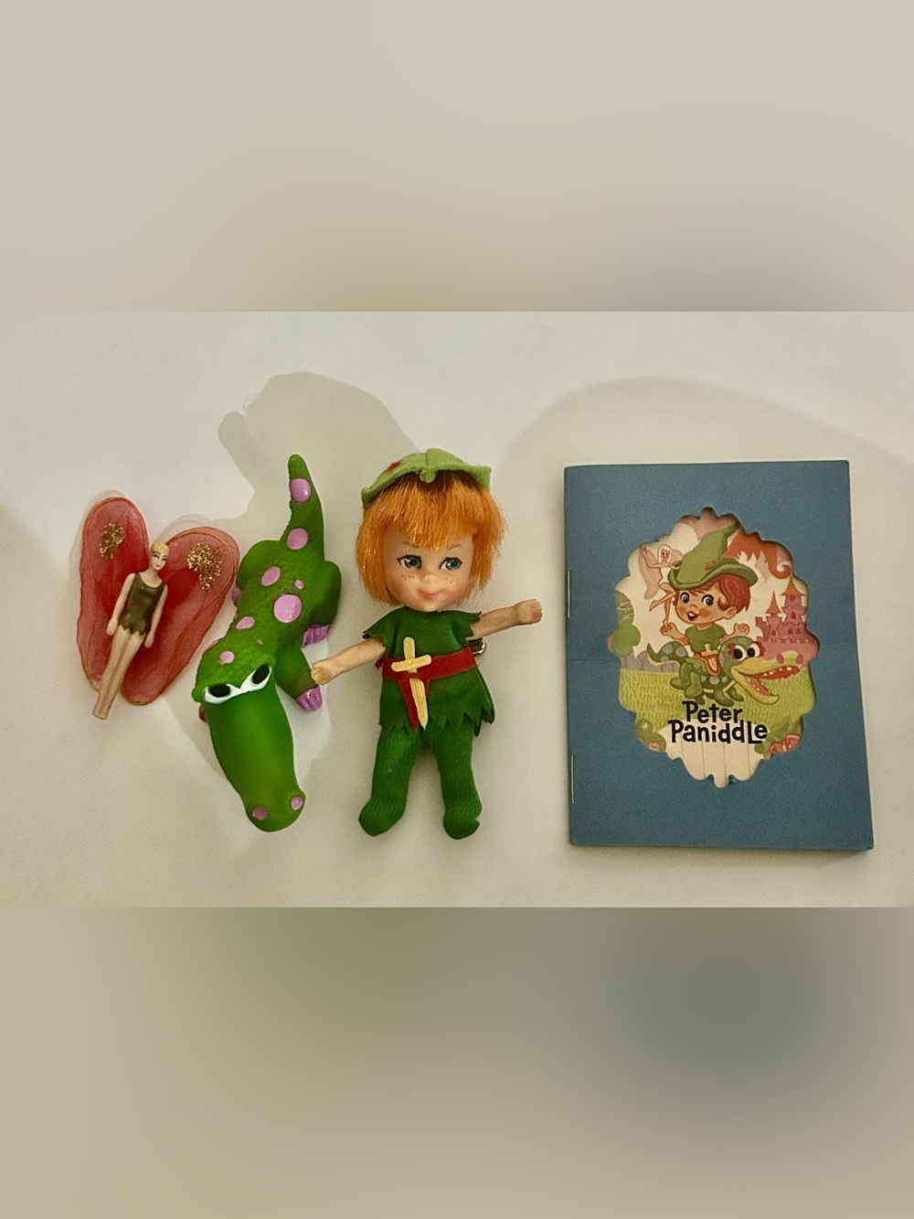Vtg 1967 Mattel Liddle Kiddles Peter Paniddle Doll with Crocodile & story book +